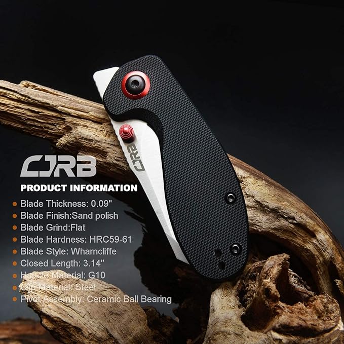 CJRB Maileah Pocket Knife with 2.39?™â€?AR-RPM9 Powder Steel Blade Folding Knife with G10 Handle Tactical Knife & EDC Knife Pocket Knife for Men Ideal for Outdoor Survival Camping Hunting, 1918 Black