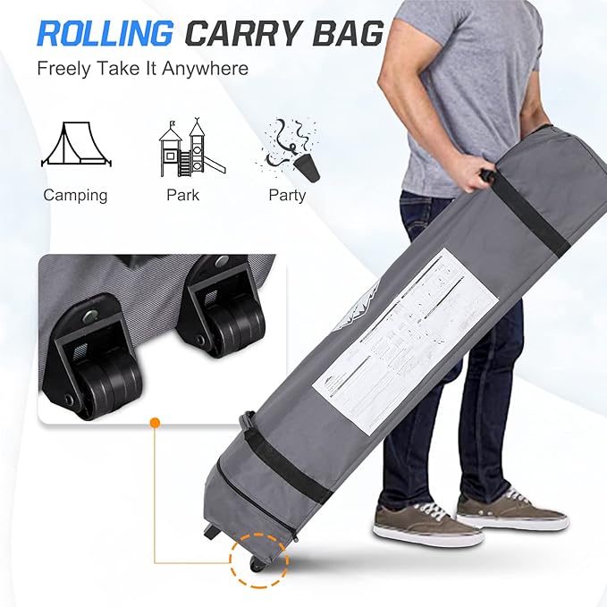 EAGLE PEAK Pop Up Canopy Tent with Wheeled Carry Bag, 8 Stakes, 4 Ropes, 4 Weight Bags, Easy Set Up Tent Canopy, 10x10 ft, 100sqft of Shade, Sunset Stripe