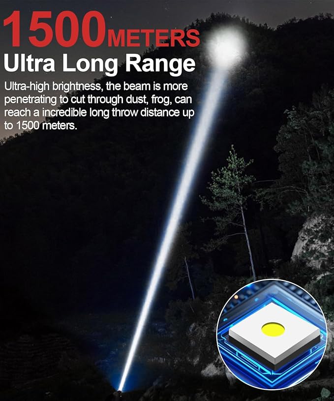 Rechargeable Flashlight High Lumens- Super Bright Magnetic Flash Light with Power Digital Display, Long Range,Dimmable,Waterproof,Pocket Tactical LED Flashlights for Emergency,Red 1PC