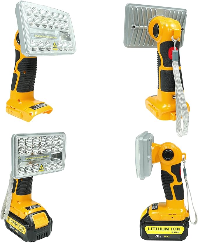 Flashlight for Dewalt 20V Battery, 20v Work Light, 18W 2000LM Portable Floodlights and Spotlight with USB Charging Port for Repairing, Garage, Camping, Jobsite