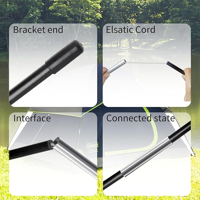 Upgrade 3 PCS Tent Poles Replacement for Coleman 4 Person DarkRoom Camping Tent