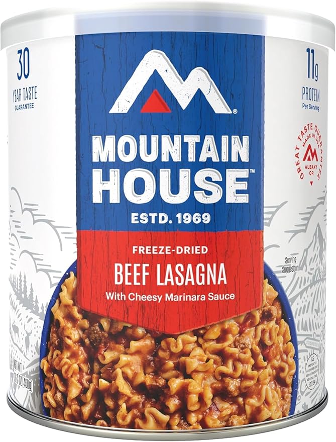 Mountain House Freeze-Dried Beef Lasagna with Cheesy Marinara Sauce #10 Can ??9 Servings per Can ??Fully Cooked, Ready-to-Eat Emergency & Survival Food ??30-Year Taste Guarantee??Camping, Hunting, Backpacking Meal ??Pack of 6 ??Made in USA