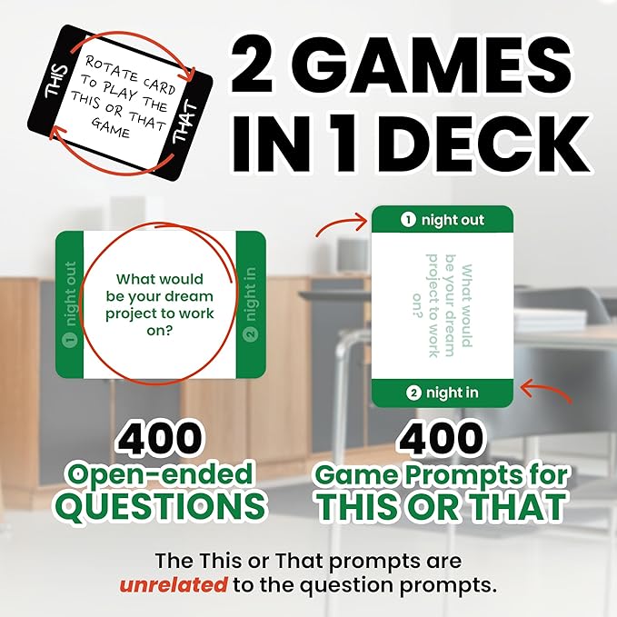 400 Conversation Cards for Coworkers ??Fun Icebreaker Teambuilding 2-in-1 Game for Work ??2.5" x 1.75" Question Cards to Get to Know Your Colleagues and Improve Team Dynamics