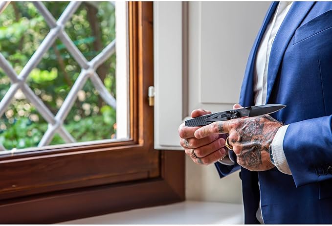 Extrema Ratio - LKU01 (Urban Dark), Böhler N690 Steel Blade 58 HRC, Black Burnished Finish, Smooth Aluminum Handle, Compact Design, Italian Craftsmanship