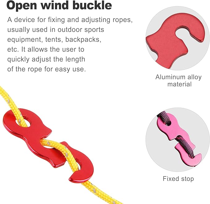 CoguZed 20Pcs Rope Tensioner and Tightener, Aluminum Alloy Camping Tent Guyline Cord Adjuster Camping of Gear, Tent Guyline & Paracord Tensioners, Hiking, Outdoor