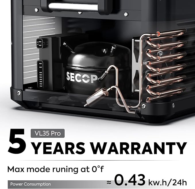 ICECO VL35 ProS 12V Refrigerator, 37 Qt Portable Freezer, Compact Metal Car Fridge Powered by SECOP, DC 12/24V, AC 110-240V, 0℉-50℉, Compressor Electric Cooler for Travel Camping Road Trip Truck