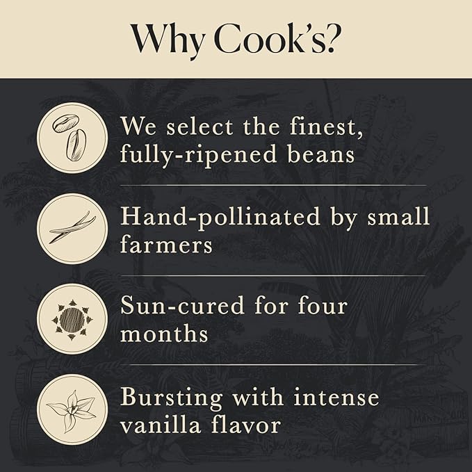 10 Organic Madagascar Whole Vanilla Beans, Grade A Pods, Premium Vanilla Beans for Making Extract & Baking - Cook’s