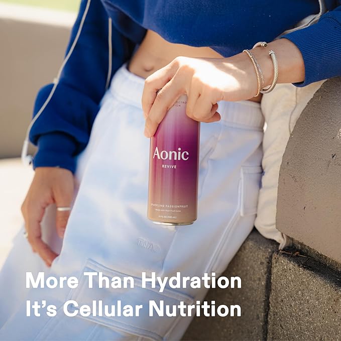 Aonic Revive Sparkling Passionfruit ??Electrolyte Hydration with Magnesium + Potassium, Delicious Taste, Real Fruit Juice, 12oz (12 Pack)