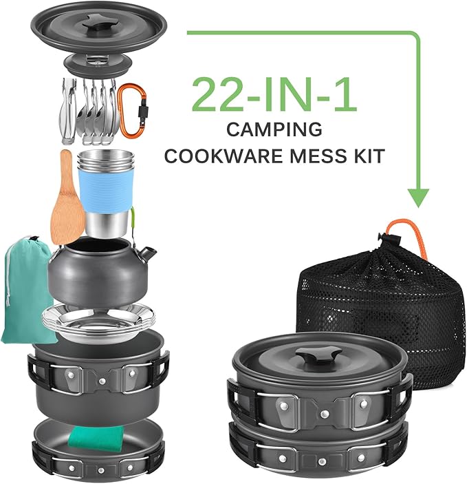 Camping cookware Set, Outdoor Camping Camping Pot Set, Portable Aluminum Cookware Set for Camping