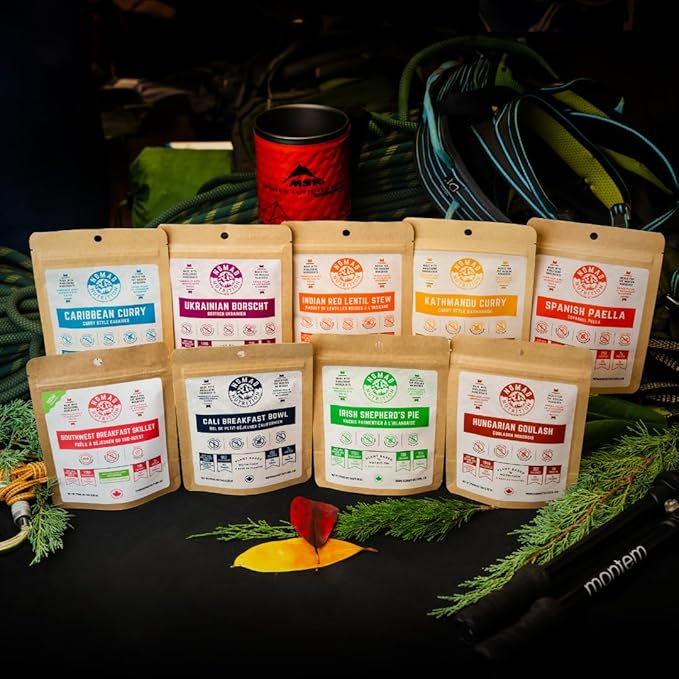 Nomad Nutrition Sampler Pack | 9 Freeze-Dried Meals: Hungarian Goulash, Shepherd?™s Pie, Kathmandu Curry, Lentil Stew & More | Plant-Based, Non-GMO, High Protein | Add Boiling Water | 56g (Pack of 9)