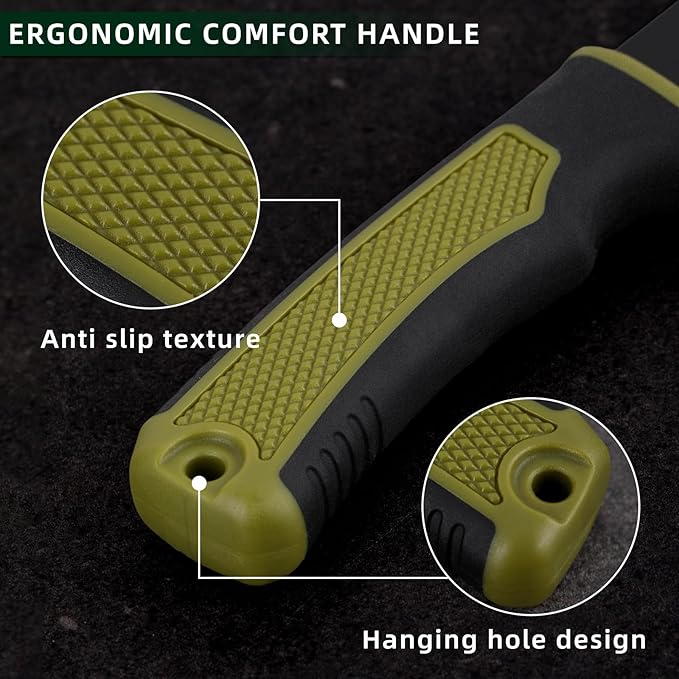 Professional Tactical Knife with 360° Rotating Belt Sheath | Premium German DIN 1.4116 Steel Blade with Non-Stick Coating | Heavy-Duty Fixed Blade for Survival, Camping, Hunting