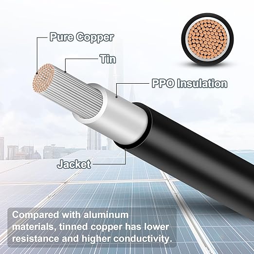 50FT 12AWG Solar Panel Extension Cable with Female and Male Connectors, Solar Cable for Solar Panels, Charge Controllers and Solar Generator (12AWG, 50FT)