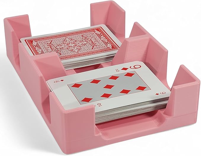 Deluxe Playing Card Tray or Caddy for Card Games Like Canasta, Rummy, UNO and More - Cardian Brand cardholder/Caddy with Felted Bottom - Non-Swivel - Made in USA (Pink)