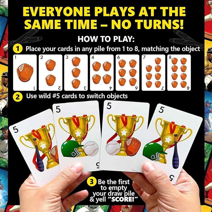 QUOKKA Baseball Fast-Paced Card Game for Kids & Adults ??128 Cards & Easy Rules ??Quick & Fun Matching Game ??2-8 Players ??Ages 8+ ??Perfect for Family Games Night, Travel and Parties