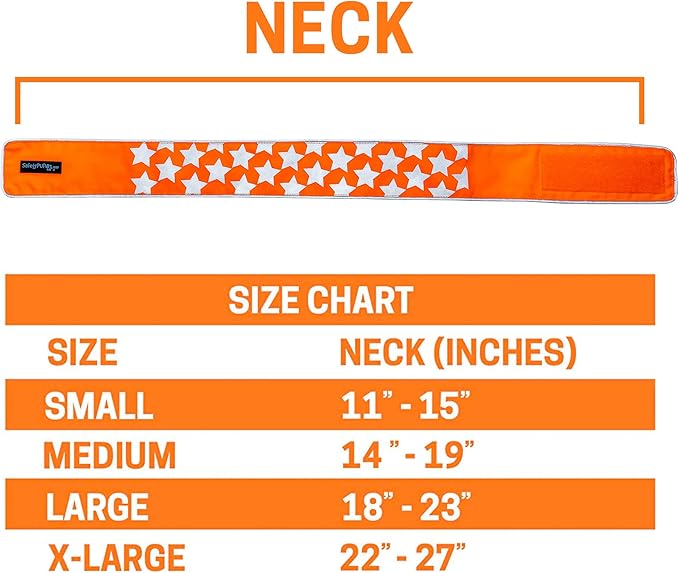 SafetyPUP XD Reflective Dog Collar ??Blaze Orange Dog Collar, Adjustable Closure for a High Visibility Customizable Collar for Goats, Dogs, Deer, and Livestock. Reflective Stars Enhance Night Safety