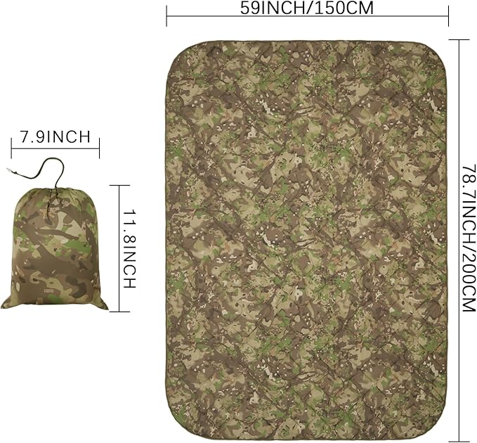 Poncho Liner Military Insulation Outdoor Camping Blanket for Travel, Beach, Grass, Picnic, Car Emergency, Outdoor, Survival