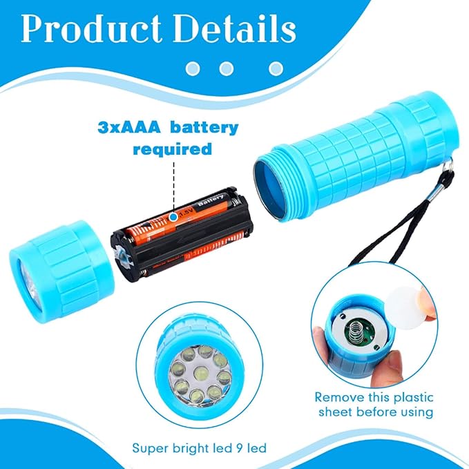 Riakrum 60 Pack 9 LED Flashlight Bulk Small Plastic Handheld Flashlights with Lanyard for Home School Night Reading Emergency Christmas Gifts, AAA Batteries Included(Cute Color)