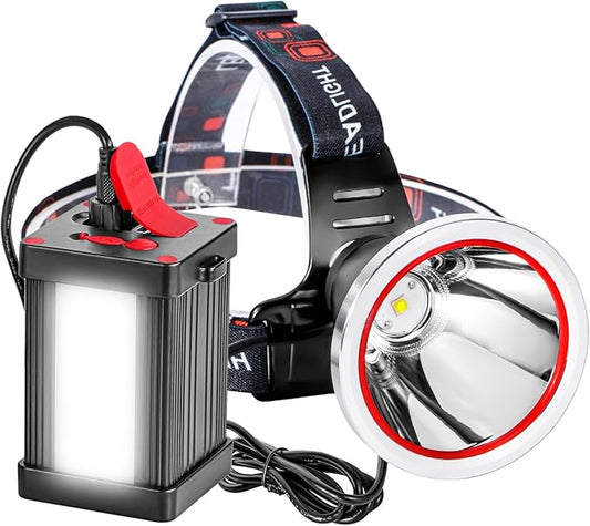 High Power LED Headlamp with Separation Design, Super Bright Long Distance Headlight, Waterproof Rechargeable Outdoor Head Lamps for Camping, Hiking, Fishing, Hunting, Running, Work, Emergency