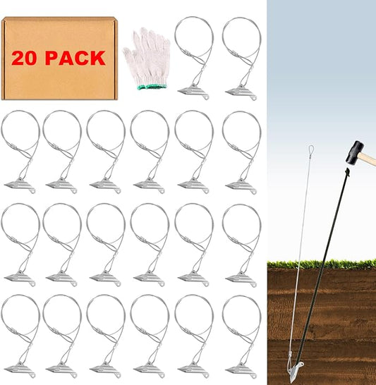 30 Inch Earth Anchors,1000LBS Ground Earth Anchors for Trapping ,Securing Camping Tentsï¼?Sheds ,Swing Set Green House Easy to Use (20 Pack)