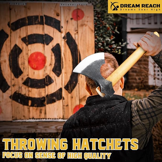 Dream Reach Throwing Hatchets 2 Pack, Professional 16" Throwing Tomahawk Axe Throwing Game for Backyard, Hand Forged Viking Throwing Axe Set for Adults for Competition and Recreation