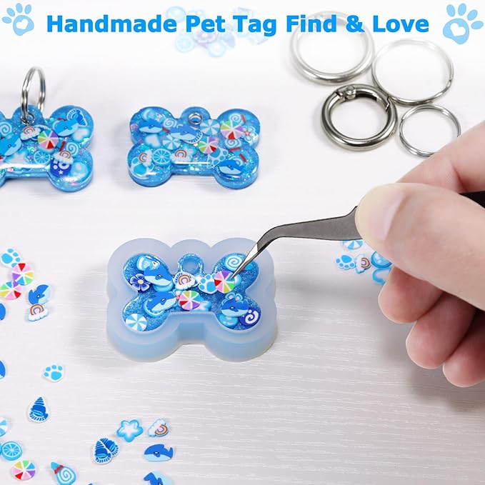 Resin Dog Tags Personalized for Pets with QR Code, Silent Online Editable Pet ID Tags for Medium to Large Breeds Dogs Cats, Scan Alerts & Send Location, No App No Subscription Fee, Hand Made (1.5*1")