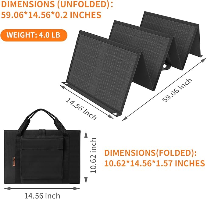Portable Solar Panel ??60W Foldable Solar Panels with 5V USB and 18V DC for Camping,Cell Phone,Tablet and 5-18V Devices ??Compatible with Solar Generators Power Stations