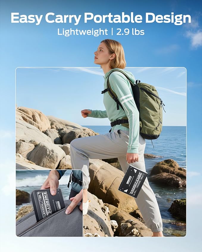 MOVE SPEED Portable Power Station 70,000mAh 260Wh Power Bank for Camping Essentials, 145W Small Generator Laptop Portable Charger, USB C Battery Pack with Flash Light, Home Backup Outdoor Emergency