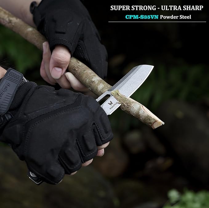 Camping Folding Knife - S35VN Powder Steel G10 Handle Comfortable Grip - Great for Cutting Hunting Hiking Survival, Father’s Day Gifts for Men Husband Dad. Include Sheath & Screwdriver