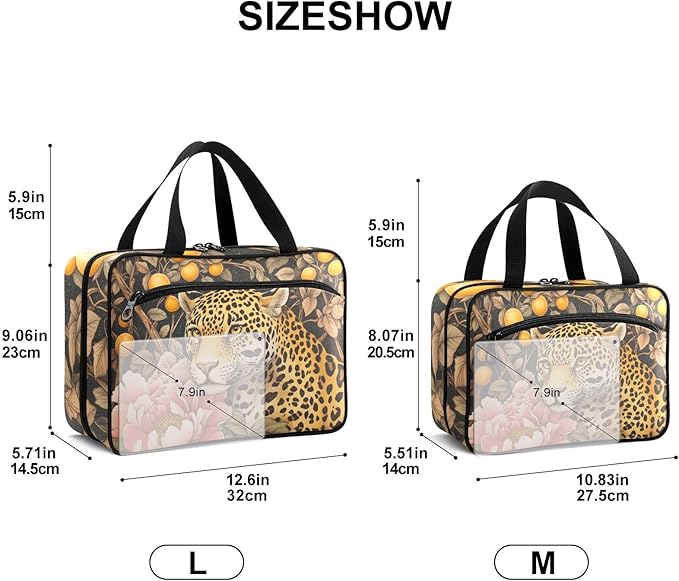 Fustylead Drawing Of Jaguar Animal in Peony Forest Travel Medicine Organizer Bag Home Storage First Aid Kit Large Pill Case with Zipper for Pill Bottle, Vitamins, and Medical Supplies