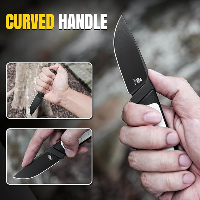 Kizer Smolt Fixed Blade Knife with Sheath, 2.98??3V Steel Blade Fixed blade Knives with G10 Handle, Drop Point Small EDC for Men Women Camping Hunting Pocket Knife 1063A3