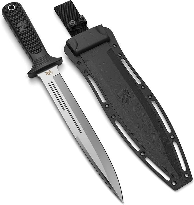 ODENWOLF W-Catcher Fixed Blade Knife with Sheath - Large Hunting-Knife made of D2 steel - Big Fixed Blade Knives with Non-Slip TPE Handle - Full Tang Survivalknife for Outdoor Activities