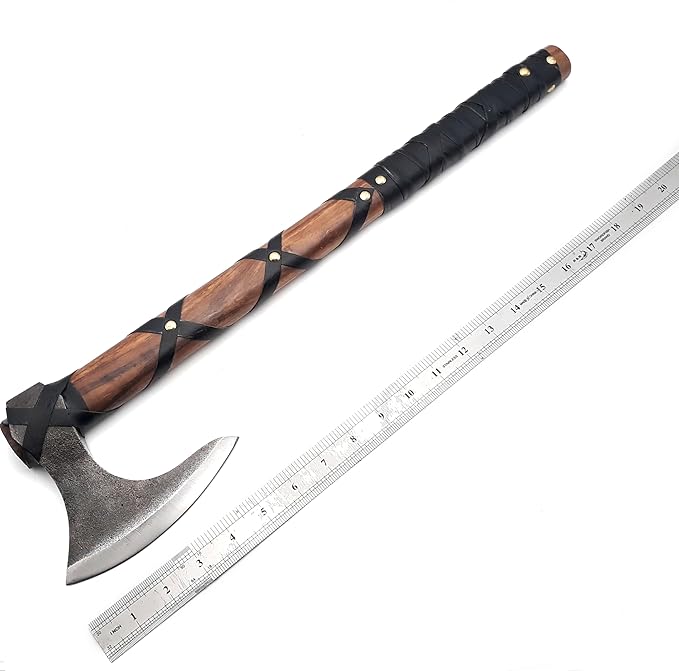 ANCILLA Viking Axe Prop of Ragnar Lothbrok - Bearded Axe for Viking Cosplay, Halloween Weapon Prop - Two-Handed Tomahawk Battle Hatchet- Hand-Crafted Norse Antique Gift for Hunting & Camping