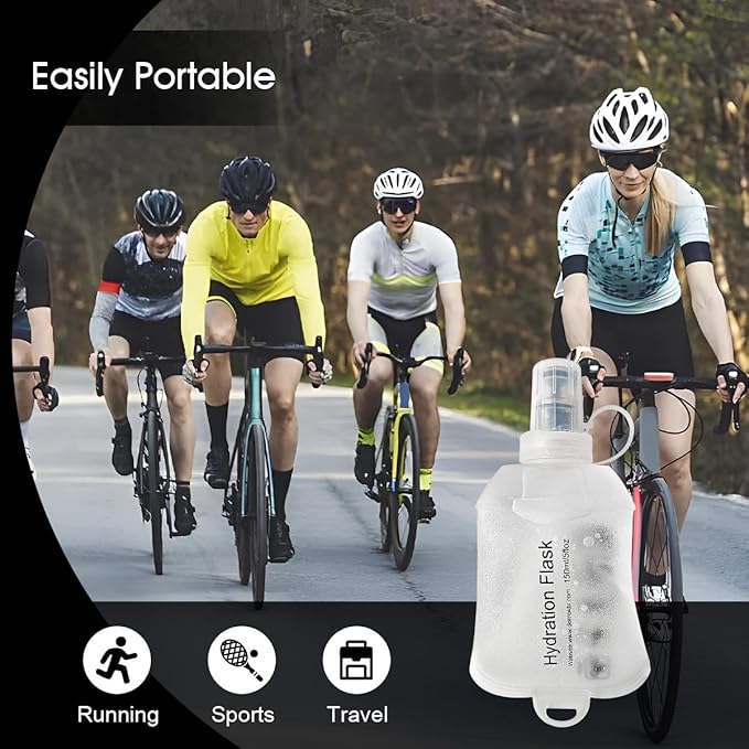 WILDREEDS 250ml Soft Flask, TPU Collapsible Soft Water Bottle for Hydration Pack, Running Vest, Folding Water Bottle for Hiking Cycling Climbing-1Pcs, White
