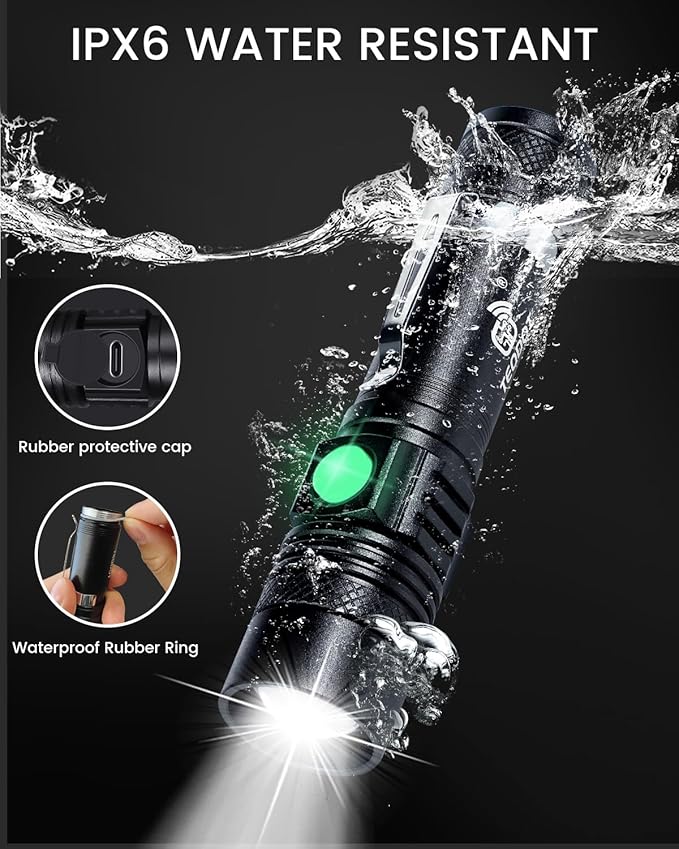 LED Flashlights USB Rechargeable Zoomable 1000-Lumen Super Bright Mini Flashlight Waterproof 3 Modes Small Pocket-Sized EDC Flash Light with Belt Clip for Camping Biking and Emergency Use
