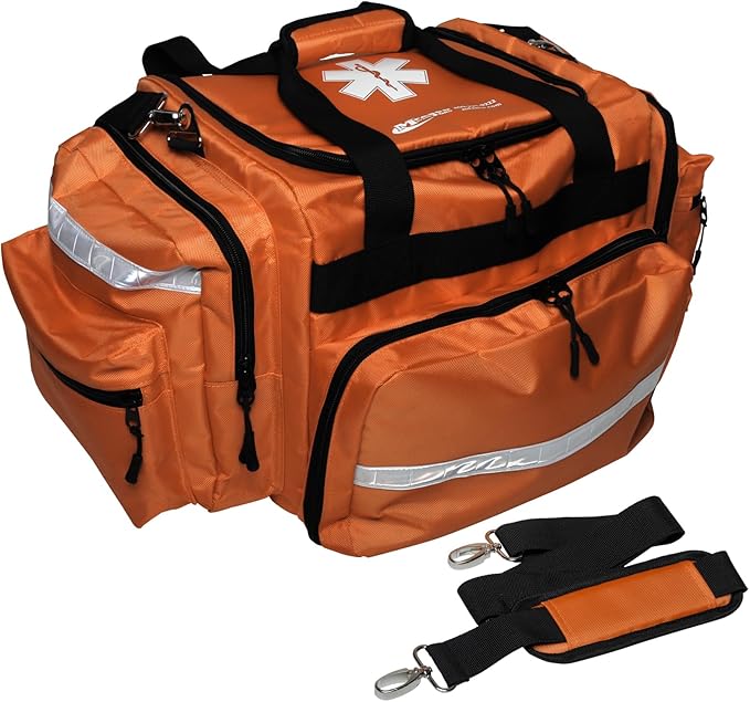 MFASCO Deluxe First Responder Medical Bag - Over 200 Emergency First Aid Supplies, Easy to Carry, Restock & Refill, Includes EMT Medical Items Large First Responder Bag, Assembled In USA, 24x13x9 inch