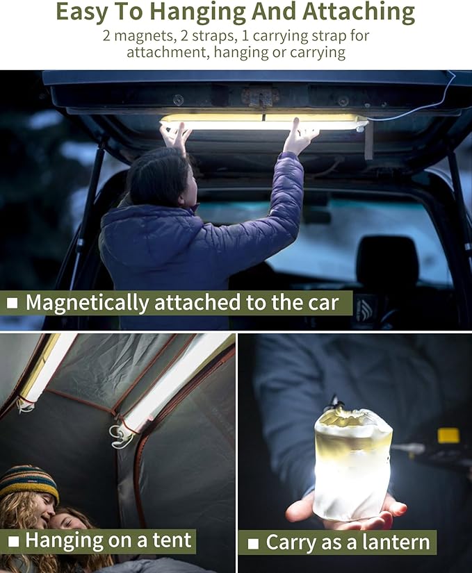 Inflatable LED Light Tube - Portable Camping & Backpacking Lantern, USB Charging Water-Resistant Emergency Light for Outdoor Security