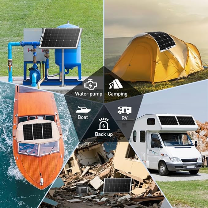 DOKIO 400W (4×100W) Flexible Solar Panels 18V 9BB Monocrystalline for 12V Battery Charging, Semi-Flexible ETFE Lightweight with MC4, Expandable for RV Marine Camper Van Trailer Off-Grid Systems