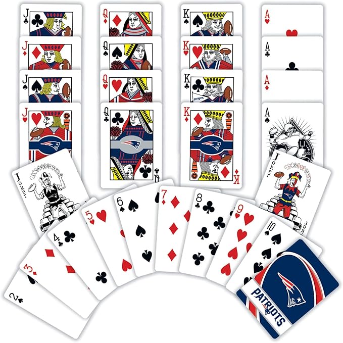 Masterpieces NFL New England Patriots Playing Cards - Premium Quality, Educational, and Fun Activity for Kids and Families - Great Gift Idea for Holidays, Birthdays, and Everyday Playtime