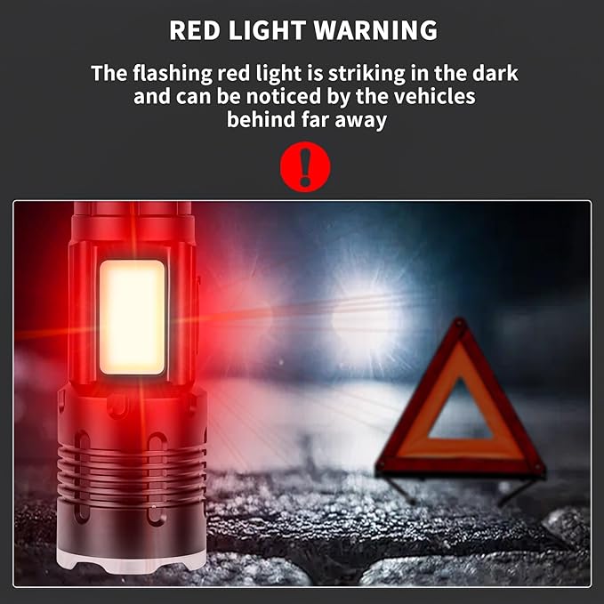 2Pack Flashlights High Lumens Rechargeable 5000 Lumens, Super Bright LED Tactical Flashlight with Magnetic 9 Modes, COB Side Light for Camping, Hiking, Dog Walking