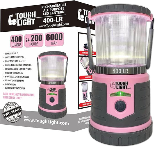 USB Rechargeable Camping Lantern, 400 Lumens LED Lantern, Hanging Tent Lamp, 6000mAh Power Bank, 200 Hour, 6 Modes, for Outdoors & Emergency