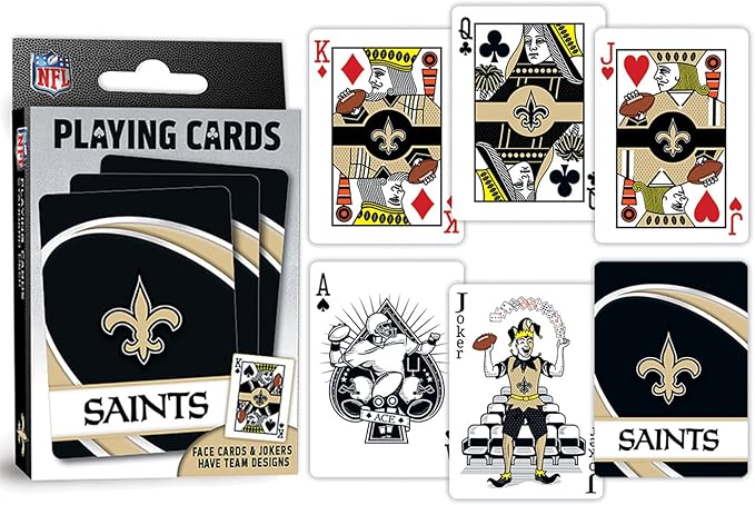 MasterPieces - NFL Playing Cards, Officially Licensed New Orleans Saints Football Deck, Family Games for Adults and Kids, Standard Index