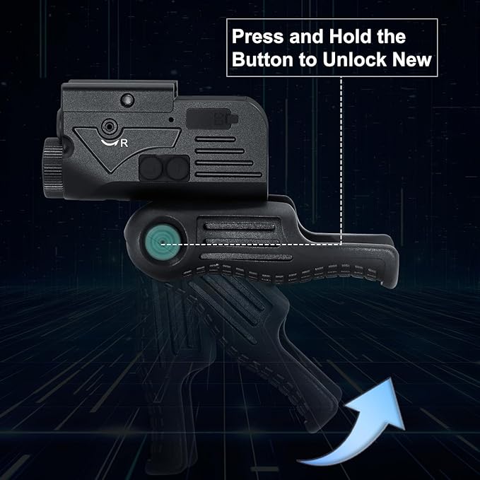 1200LM Rechargeable Flashlight with Green & Blue Laser, 5 Light Modes & Strobe, 3 in 1 Laser Flashlight Combo with Strobe Sight, LED Power Indicator for Outdoor, Emergency, Camping