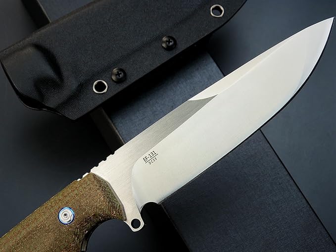 Eafengrow EF131 Fixed Blade Knife,DC53 Steel Blade,Micarta Handle Full Tang Fixed Knifes for Camping Hunting Bushcraft