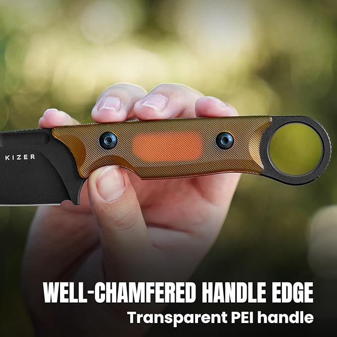 Kizer Cabox Fixed Blade Knife 3.36" Nitro V Steel Fixed Blade Hunting Knife PEI Handle with Sheath for Survival Camping Hunting 1048A6