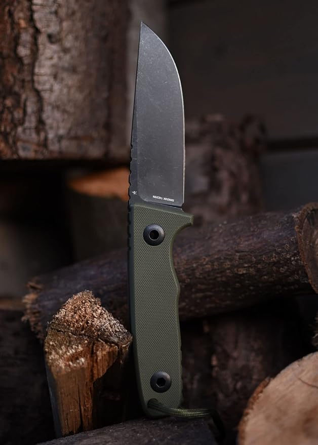 SCHNITZEL TRI - Outdoor Knife with Kydex Sheath and Dangler Carrying System - Bushcraft Knife Outdoor Leisure Knife Adult (Green)