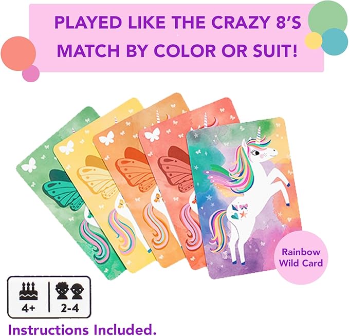 Mudpuppy Wild Unicorn! – Unicorn Version of Classic Kids Crazy 8's Card Game with Cute Illustrations of Unicorns for Children Ages 4 and Up, 2-4 Players
