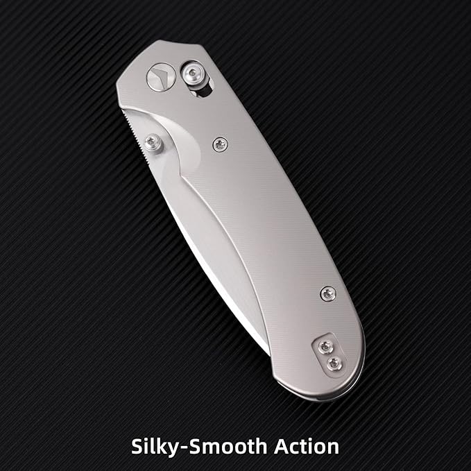 Folding Pocket Knife,3.31” M390 Blade,Erogonomic Titanium Handle,Hunting Survival Knife,EDC Knife for Hunting Camping Survival Outdoor Fishing Hiking(Grey)