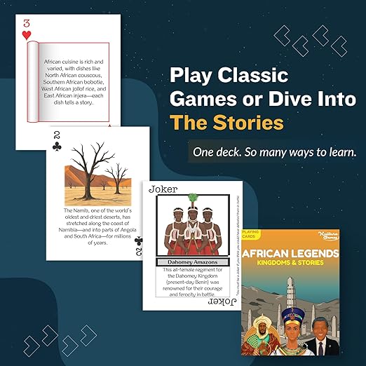 Kulture Games - Educational Playing Cards African History - Fun Playing Cards for Adults & Kids - Homeschool Learning Cultural - African Legends Kingdoms Stories - History Learning - Ages 6+