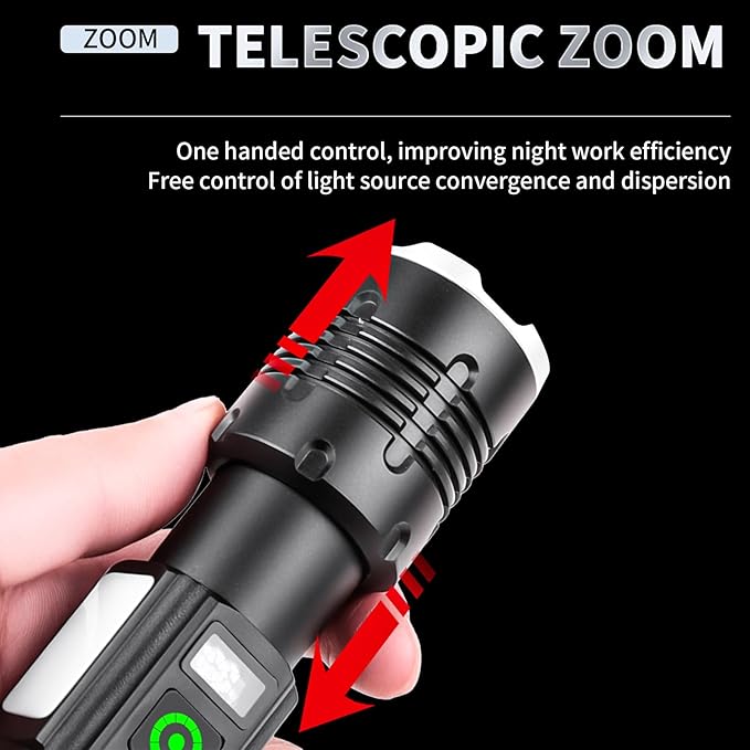 2Pack Flashlights High Lumens Rechargeable 5000 Lumens, Super Bright LED Tactical Flashlight with Magnetic 9 Modes, COB Side Light for Camping, Hiking, Dog Walking
