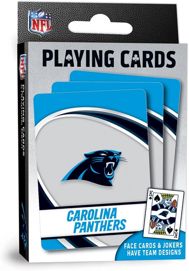 MasterPieces - NFL Playing Cards, Officially Licensed Carolina Panthers Football Deck, Family Games for Adults and Kids, Standard Size